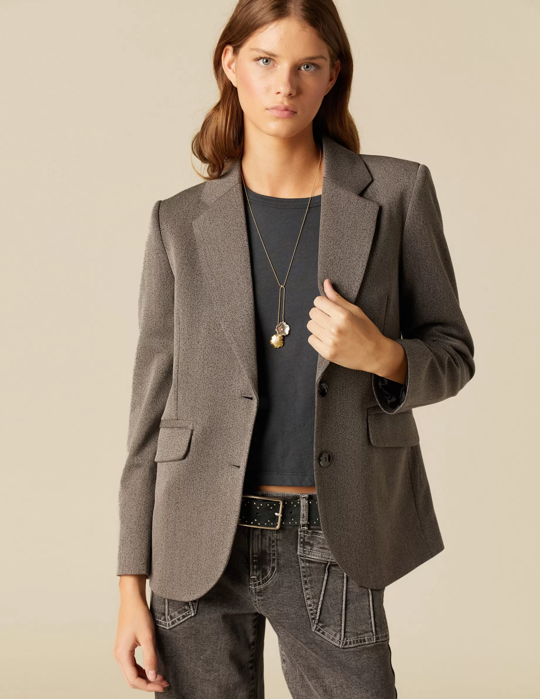 Sale NÍCOLI BLAZER GRIS BRILLO Grises