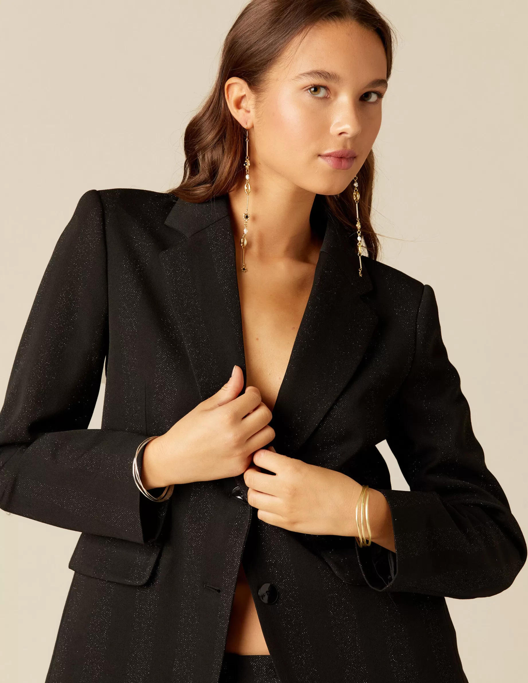 Fashion NÍCOLI BLAZER NEGRO RAYA BRILLO Negros