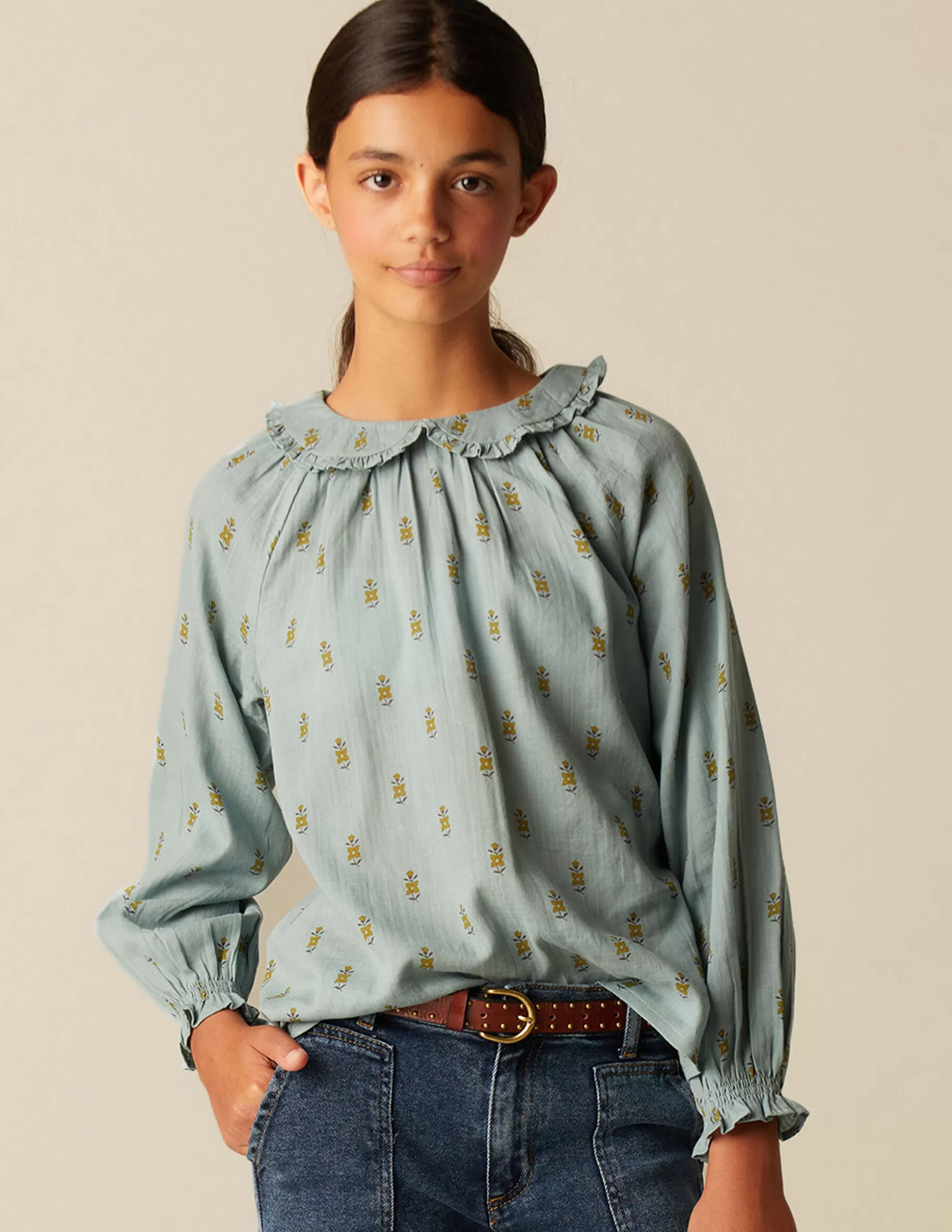 Store NÍCOLI CAMISA AZUL FLOR PEQUEÑA Azules