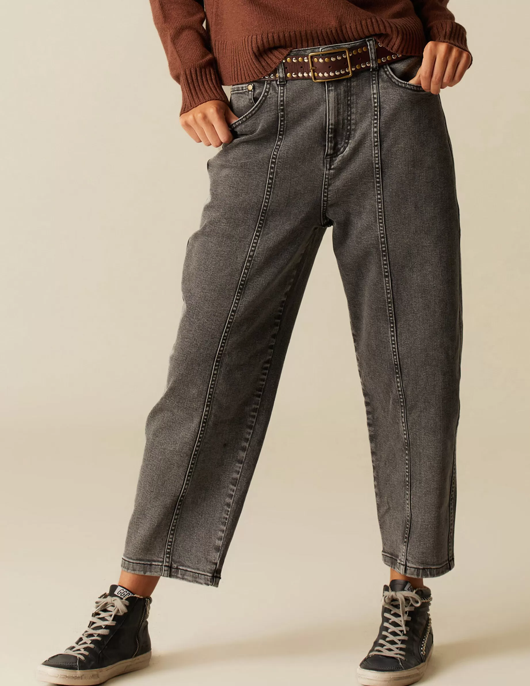 Outlet NÍCOLI PANTALÓN GRIS DOBLE PESPUNTES Grises